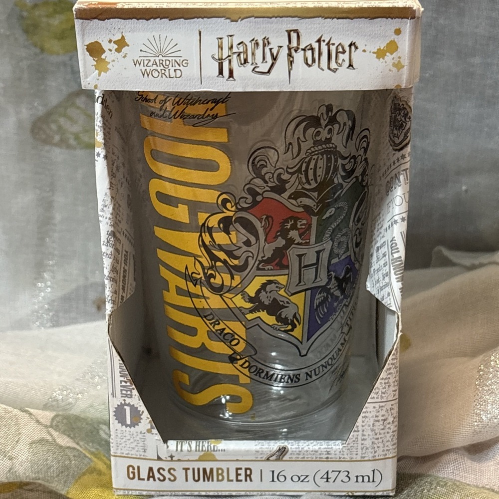 Harry Potter 16oz Glass‎ Tumbler (New) Hogwarts Wizarding World